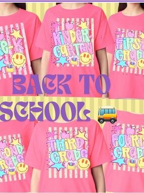 Gildan Hot Pink Kids Back-to-School Grade Graphic Tee